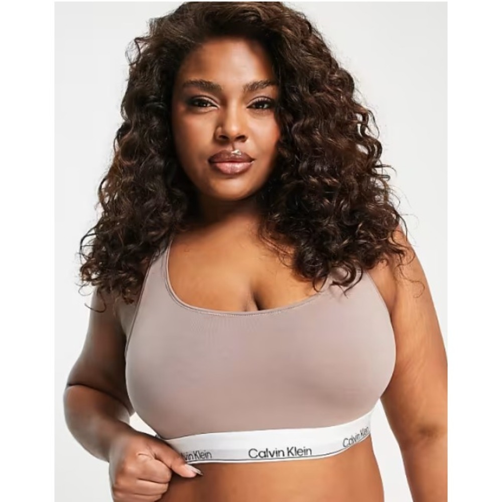 Calvin Klein Womens Plus Size 3X Modern Naturals Unlined Bralette QF7045 668